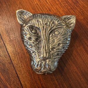 Gold Leopard Head Trinket Box